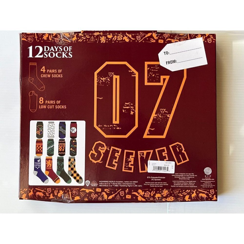 Harry Potter 12 Days Of Socks Crew & Low Cut Socks Shoe Size 4-10 - Picture 11 of 11